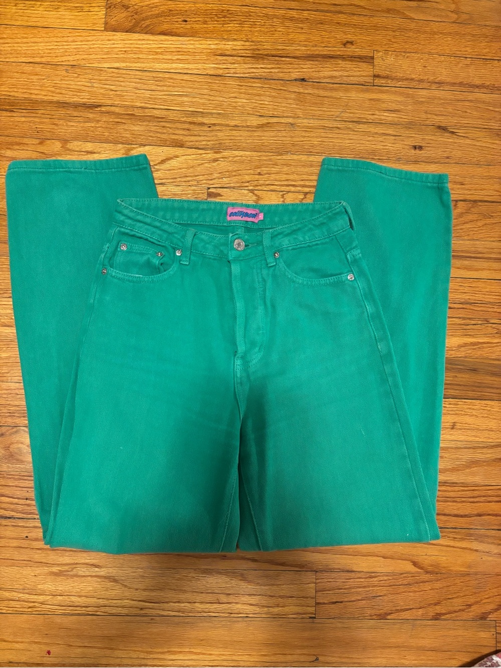 Edikted Teal-Green Straight Jeans